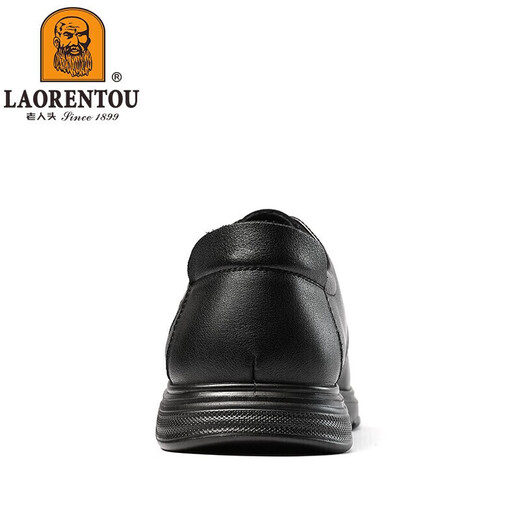 老人头（LAORENTOU）皮鞋男春秋商务休闲鞋头层牛皮系带耐磨防滑男鞋 LA12049 黑 41 
