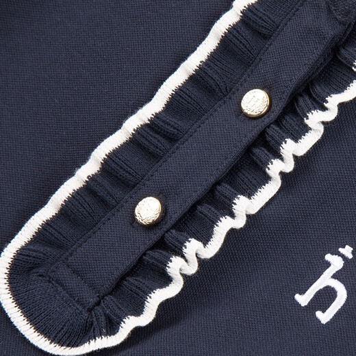 HAZZYS brand children's clothing for girls summer new style elastic breathable simple slimming classic lapel short-sleeved polo shirt navy 130