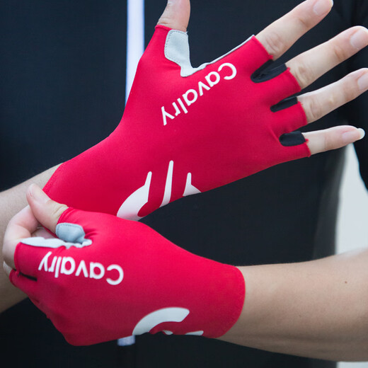 CAVALRY bicycle gloves wind-breaking half-finger mountain bike road bike shock-absorbing gloves men and women spring and summer outdoor sports fitness gloves cycling equipment black L size