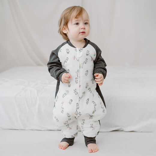 Nest Designs Baby Sleeping Bag Infant and Toddler Autumn and Winter Bamboo Wool Sunny Thin Quilt Children's Long Sleeve Split Leg Anti-Kick Quilt Member Exclusive Warm Ginger Balloon Astronaut Thin Quilt (Recommended 16-18) Size 90 (Recommended Height 80-90cm)