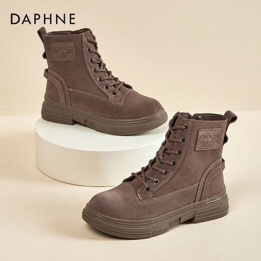 Daphne Brown Martin Stiefel Frauen 2025 Herbst neue Retro-Tiefenarbeitsstiefel Leder Dicke einzige kurze Stiefel