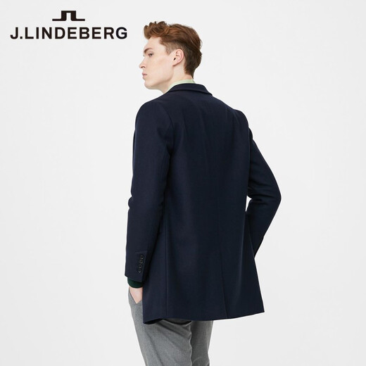 金林德伯格（J.Lindeberg）商场同款春夏休闲中长款羊毛呢大衣西装款外套男51934S503 PAF深黑蓝 XS