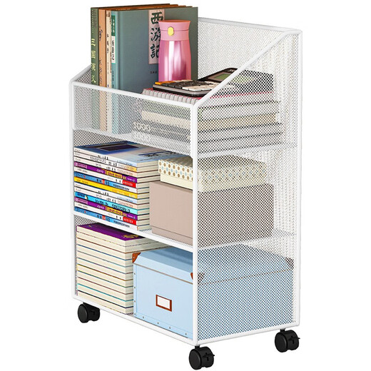Yisijia Under Desk Storage Rack Bookside Desk File Storage Cabinet Desk Trolley Desk Bottom Desk Bookcase Removable Three-layer White Mobile Model Small Size