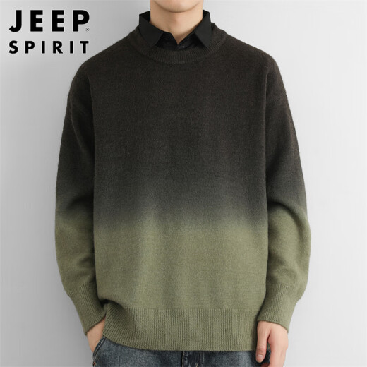 JEEP SPIRIT Jeep Sweater Men's Sweater Men's Jacket Men's Winter Base Shirt Warm Casual and Holiday Two-Piece Clothes
