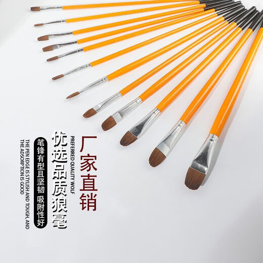 春睿全套水粉笔套装826狼毫油画笔黄杆颜料水彩丙烯专用笔 梵高套装画笔(双号)整套(6支) 【1套】