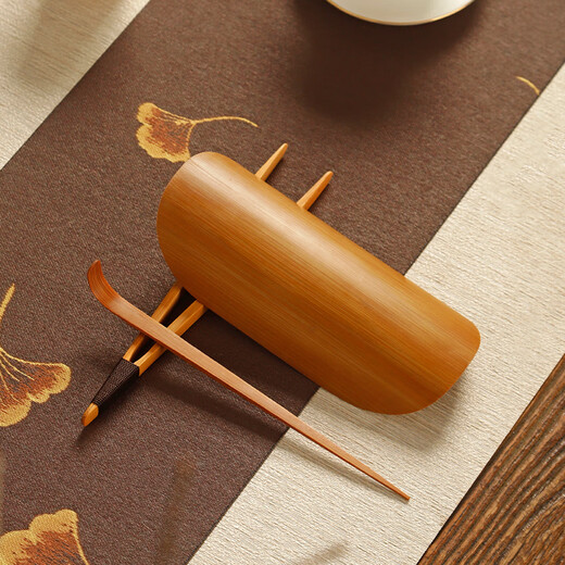 Zhumingtang bamboo tea set three-piece tea clip tea lotus tea filter tea towel holder tea set tea ceremony six gentlemen kung fu tea set accessories old bamboo Qingfeng two-piece set