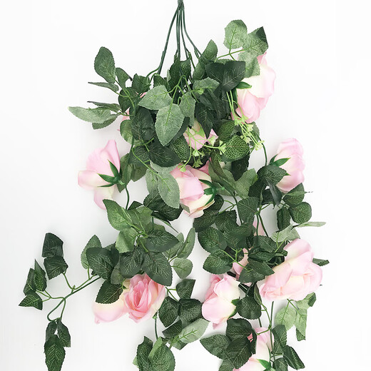 Win the show, simulated plant wall, green plant wall background wall, green simulated plant mall advertising door head artificial decoration accessories/pink rose wall hanging/1 meter long bunch