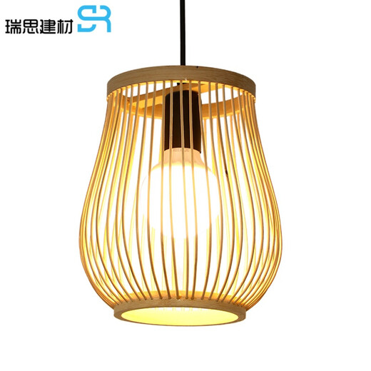 Bamboo chandelier, tea room personalized Chinese Zen lamp, Japanese hot pot restaurant restaurant lantern, bamboo chandelier, hexagonal straw hat style