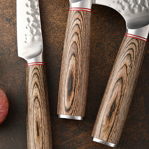 
Handmade forging of women's small kitchen knife chef cooking slice knife meat stall shaving and splitting meat knife household fruit knife kitchen set knife Longquan Longhu sword MCS673 color wooden handle hammer pattern Sande knife