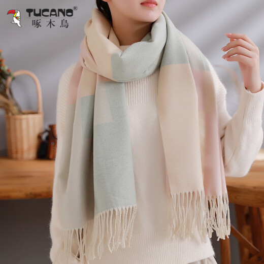 Woodpecker (TUCANO) scarf women's spring scarf air-conditioning women's shawl Korean version long color matching fashion student dual-use large scarf TS711WJD pink rice