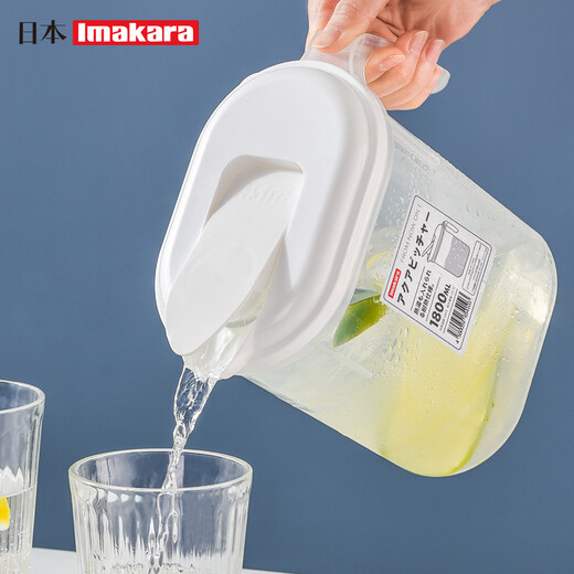 Imakara refrigerator cold kettle cold kettle plastic high temperature resistant tea kettle large capacity tea kettle drying water large kettle tie pot household transparent cold kettle 1 piece 1800ml