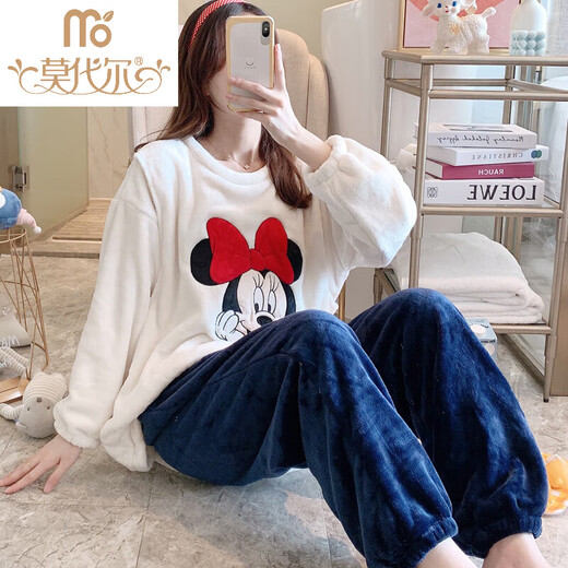 莫代尔孕妇睡衣女秋冬季加绒加厚产后哺乳月子服珊瑚绒冬款怀孕期11月份 9号2601#小黄鸭 绒套 9号2601# 2XL 135-150斤穿