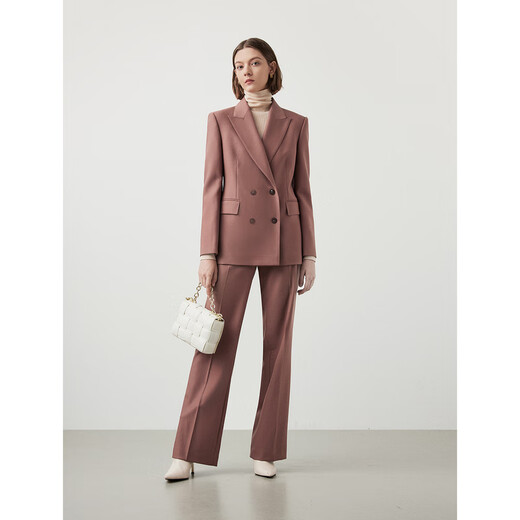 Langzi pure wool retro wilderness Maillard commuter suit top French temperament suit jacket winter new style mahogany brown 3 XL