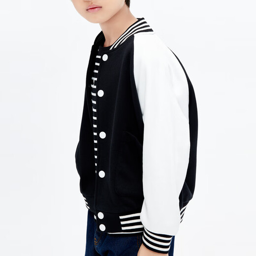 Little MO&Co. Children's clothing spring and autumn boys' baseball uniforms girls' jackets children's jackets thin medium and large children black 100 110/52