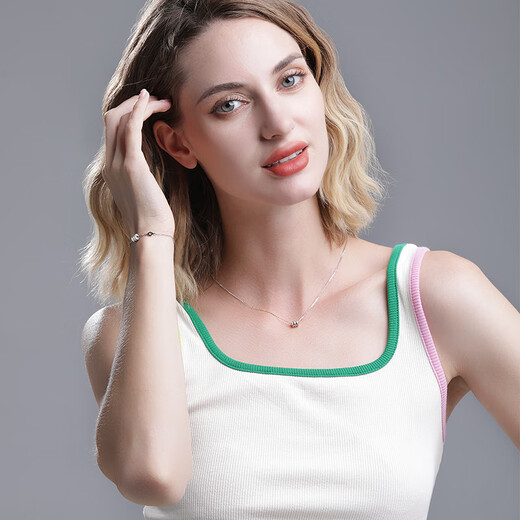 Luxury Beads Spot Sparkling PT950 Platinum Small Waist Necklace for Women Platinum Niche Clavicle Chain Couple Pendant 45cm-3.94g