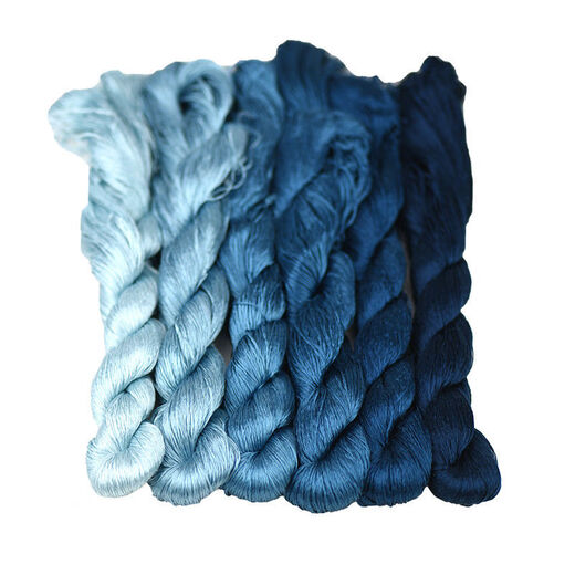 Other embroidery craftsmen No. 118 6A velvet floral mulberry silk thread, no splitting, no twisting, direct brushing with velvet ink blue, no splitting, no twisting, No. 5 large branch