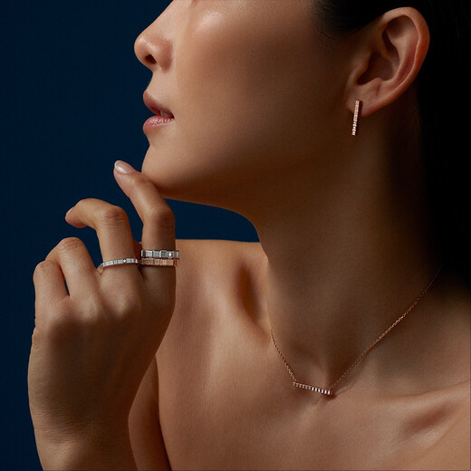 Chopard star's same style small ice cube 18K gold diamond necklace couple's same style New Year's gift for men and women official authentic 18K rose gold half diamond 38-42cm