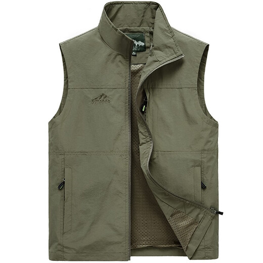 JP多口袋马甲男士休闲立领背心马夹速干9908 军绿色 M(适合110斤-125斤)