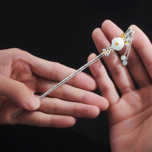 Dijing 925 silver hairpin, ancient style Hetian jade, new Chinese style hairpin, hairpin, high-end Hanfu, horse-faced skirt, matching headwear