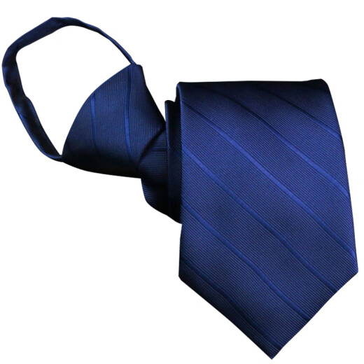 GLO-STORY tie zipper men's formal business 8cm free zipper lazy suit tie gift box blue dark stripes