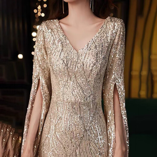 Vestido de banquete de Noliti para mujeres 2025 NUEVA TEMPERAMENTO Reunión anual de manga anual anfitrión de peces largos nicho de lujo de lujo de alta gama larga s