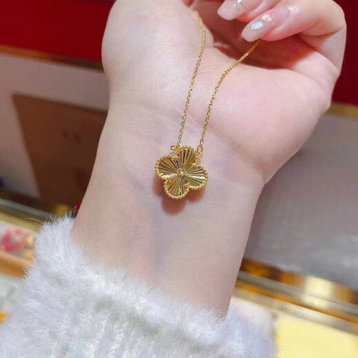 Vatican-made old Phoenix gold shop model four-leaf clover five-flower necklace women's gold-wrapped silver light luxury golden gift for girlfriend without fading