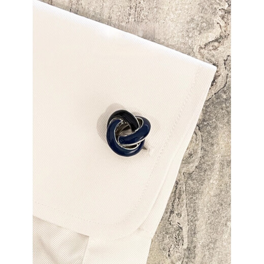 Tucano; Woodpecker Brand New Pure Copper Men's French Shirt Sleeve Nails Light Luxury Texture Bleu Bleu à double tête de manchette torsadé bleu et noir torsadé à double tête avec boîte à bouffée en cuir