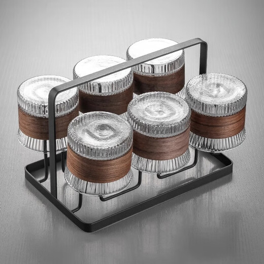 Genasi heat-resistant glass small tea cup, heat-insulated and anti-scalding tea cup, household kung fu tea cup set with cup holder, 6 pieces