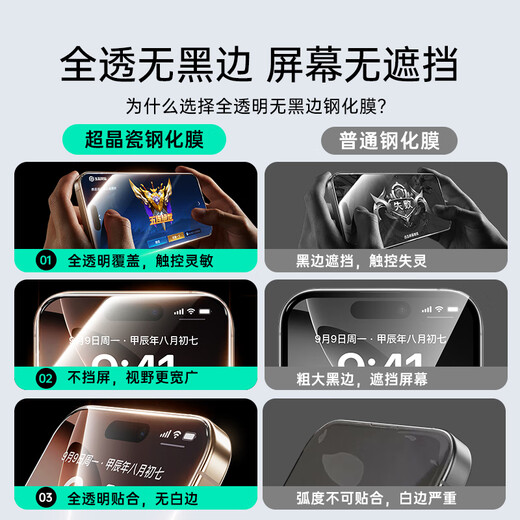 Yise (ESR) geeignet für iPhone16Promax Temperierter Film Apple 16Promax Mobilfunkfilm ohne schwarze Kanten 16 Uhr Staubfreie Kammer zweiten Film HD Anti-Fall-Staubdicht-Sicht-Anti-Fingerabdruck-Schutzfilm