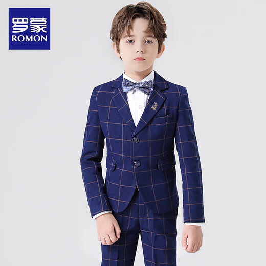 Luo Meng children's suit vest suit boy host dress British style flower girl piano performance suit navy blue 130