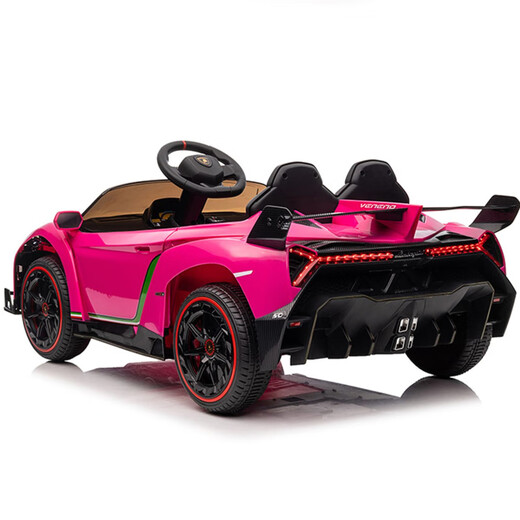 Cute Laughing Gull Lamborghini children's remote control electric car with four wheels that can sit on and walk the baby, four-wheel drive toy car, top configuration black + soft wheels, full function + long-lasting lithium battery