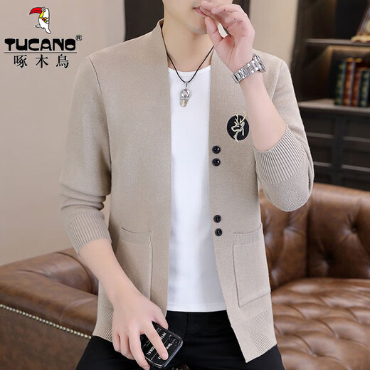 Woodpecker Strick-Strickjacke 2024 neuer Herrenjacke Frühling und Herbst lässige und modische Kleidung im koreanischen Stil Pullover Kleidung 6818 Hellgrau 3xl etwa 150-165 Jin [Jin ist gleich 0,5 kg]