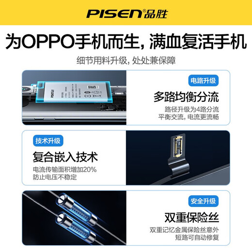 Батарея Pisen подходит для Oppo A7X Mobile Phone A1 Business A3 Battery A57/A77/A83/A52/A91/A92S/A93/A96 Замените батарею аккумуляторной батареи A9X A92S 3890MAH [BLP779]