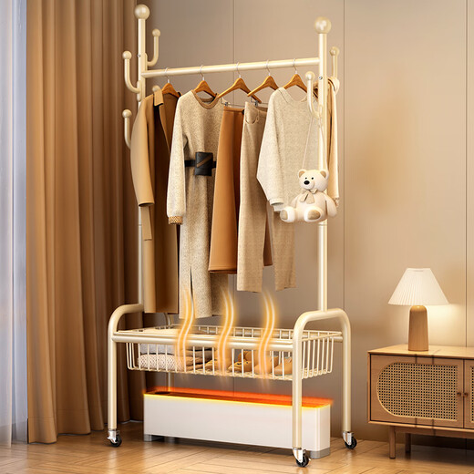 Tiandiyu baseboard heater drying rack special clothes drying rack floor-standing bedroom base line household drying all-in-one cool clothes rack cream white 120cm clothes drying with mesh basket - no heater