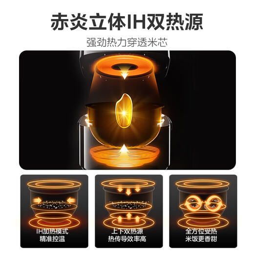 Midea rice cooker 0 coating air-driven rice fragrance 4 liters 4-5 people uncoated IH heating stainless steel liner household multi-function rice cooker MB-HS453S love rice cooker
