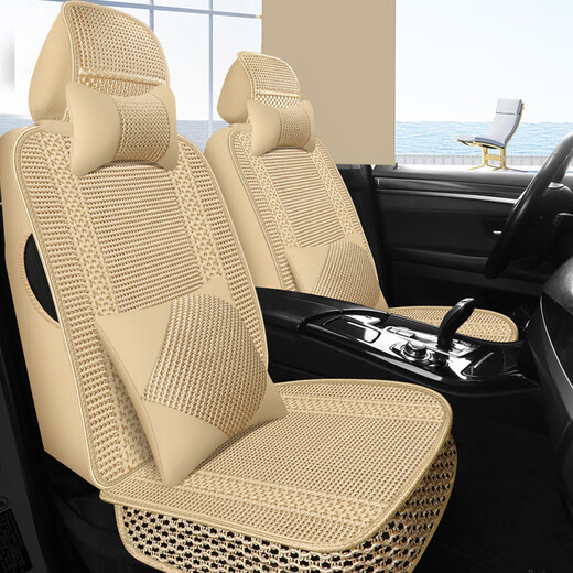 Maifanrui Imitation handgestrickter Eis Seidenautos Sitzkissen Sommer Cool Kissen geflochtene Stoff Sitzkissen kühle matte die ganze Saison All-Saison Universal Sitzkissen Schwarze Standardversion-5-Sitze Peugeot 308 408 508L 4008 5008