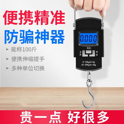 山头林村Aeblarm高精度手提电子秤家用型你携式弹簧称手拿挂钩快递称鱼称 充电可称50公斤+充电线