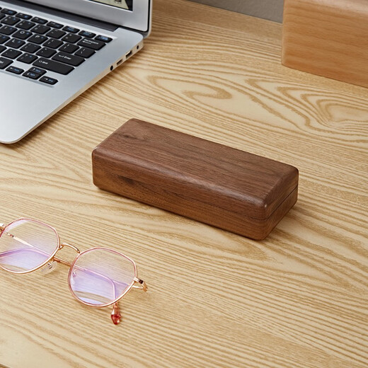 Original intention is like snow black walnut glasses box solid wood glasses storage box anti-pressure portable gift wooden box eye box wooden black walnut glasses box
