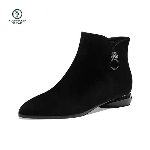 Woodpecker women's shoes women's genuine leather Martin boots women's 2025 new autumn and winter short boots women's boots plus velvet snow boots women's black plus velvet 35 standard size