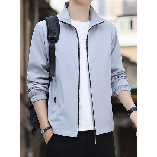 Jeansswest Spring y Autumn Jacket Hombres 2025 Nuevo primavera delgada de color sólido Collar de viento suelto ropa de ocio