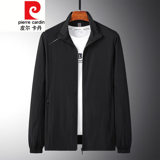 皮尔卡丹（pierre cardin）中老年春夏季薄款外套冰丝防晒外套服春秋男士休闲中年爸爸夹克风 829墨绿 L建议80-110斤