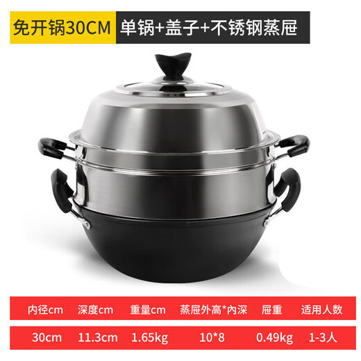 萌依儿家用老式炒菜双耳铁锅加厚深平底无涂层不粘铸铁锅电磁炉燃气灶的 1英寸 36锅+盖5-8人 13658寸