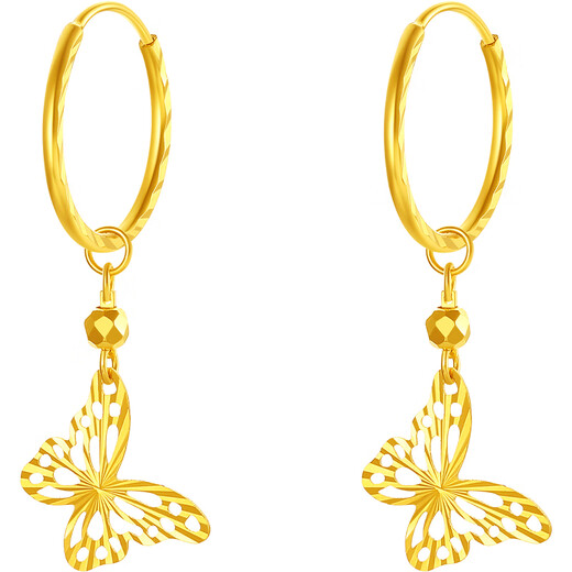 Saturday blessing 18K gold earrings butterfly colored gold earrings birthday gift for women C0913948 pair