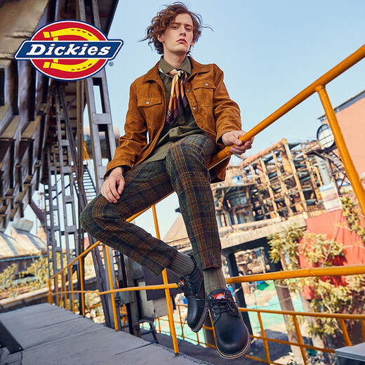 Dickies casual shoes men's shoes autumn low top work shoes men's versatile trendy casual leather shoes British style men's shoes black 40 [a size larger, suitable for sports shoes 41]