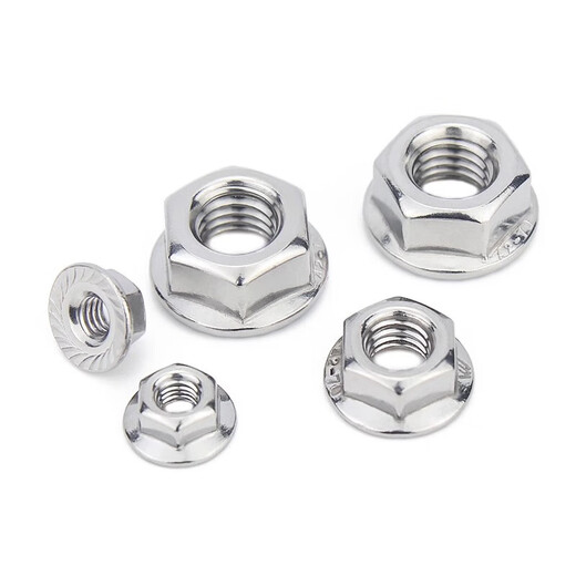 Jinchao 304 stainless steel reverse tooth fine tooth flange nut anti-slip padded nut anti-loosening nut M6M8M10M12 M6 (20 pieces) 201