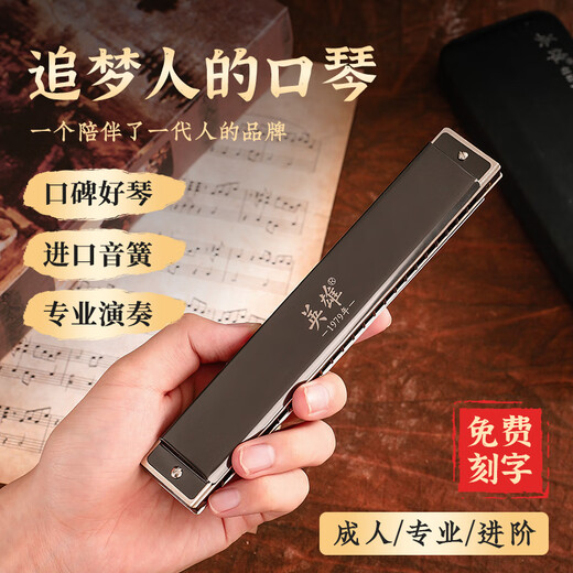 Guoguang Advanced Harmonic Hero Metal Monotone Harmonic 24-hole C-tune Beginners Adult Men and Women Play Level Instruments Hero Single-tune Single-hole 24-hole C-tune Resin Grid