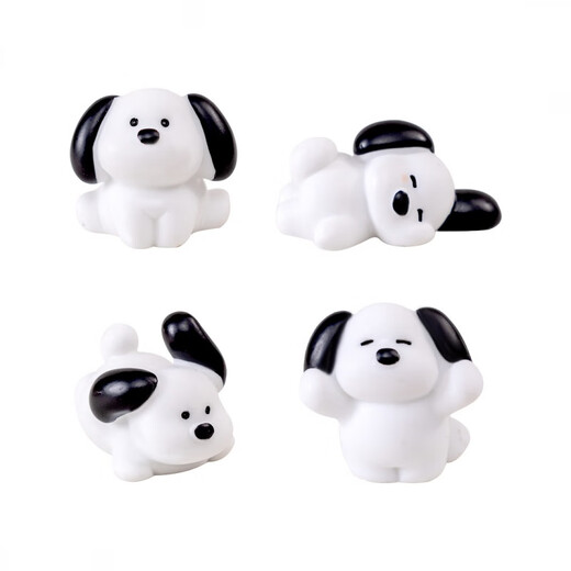 Yumi dog ornaments micro-landscape black and white puppy doll DIY decoration accessories living room entrance car desktop small ornaments 4 packs [1 each] black and white puppy 4 models