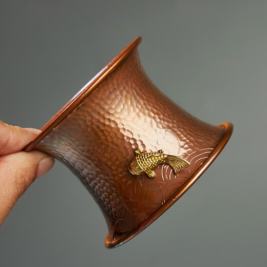 Rongshantang copper tea drain tea filter tea strainer tea strainer tea separator funnel bracket set tea set accessories copper colored fish play tea bracket