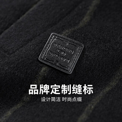 与狼共舞【羽绒内胆】羊毛呢翻领夹克男2024秋冬新款条纹保暖外套男士1054 黑色001 2XL (185)
