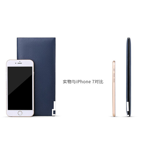 WILLIAMPOLO Paul ultra-thin wallet men's long cowhide card bag men's ID bag bank card holder Father's Day gift for dad blue cross pattern